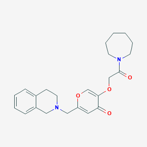 molecular formula C23H28N2O4 B2958796 5-[2-(azepan-1-yl)-2-oxoethoxy]-2-(3,4-dihydro-1H-isoquinolin-2-ylmethyl)pyran-4-one CAS No. 898440-13-6