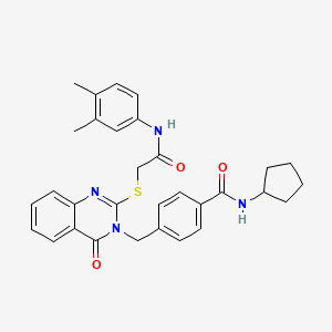 molecular formula C31H32N4O3S B2958819 N-cyclopentyl-4-{[2-({[(3,4-dimethylphenyl)carbamoyl]methyl}sulfanyl)-4-oxo-3,4-dihydroquinazolin-3-yl]methyl}benzamide CAS No. 1115324-09-8