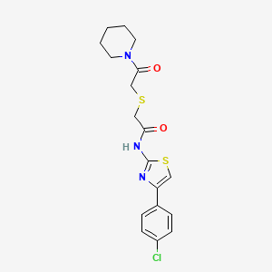 molecular formula C18H20ClN3O2S2 B2958835 N-(4-(4-chlorophenyl)thiazol-2-yl)-2-((2-oxo-2-(piperidin-1-yl)ethyl)thio)acetamide CAS No. 681223-13-2