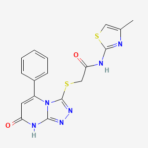 molecular formula C17H14N6O2S2 B2958880 N-(4-methylthiazol-2-yl)-2-((7-oxo-5-phenyl-7,8-dihydro-[1,2,4]triazolo[4,3-a]pyrimidin-3-yl)thio)acetamide CAS No. 894998-94-8