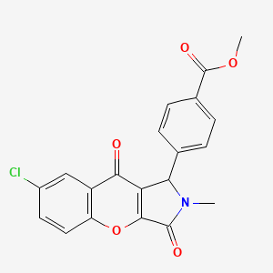 molecular formula C20H14ClNO5 B2958883 Methyl 4-(7-chloro-2-methyl-3,9-dioxo-1,2,3,9-tetrahydrochromeno[2,3-c]pyrrol-1-yl)benzoate CAS No. 866238-70-2