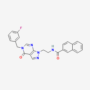 molecular formula C25H20FN5O2 B2958886 N-(2-(5-(3-fluorobenzyl)-4-oxo-4,5-dihydro-1H-pyrazolo[3,4-d]pyrimidin-1-yl)ethyl)-2-naphthamide CAS No. 922099-52-3