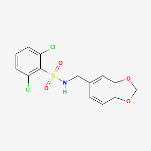 molecular formula C14H11Cl2NO4S B2958905 N-[(2H-1,3-benzodioxol-5-yl)methyl]-2,6-dichlorobenzene-1-sulfonamide CAS No. 670271-74-6