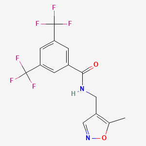 molecular formula C14H10F6N2O2 B2958913 N-[(5-methyl-1,2-oxazol-4-yl)methyl]-3,5-bis(trifluoromethyl)benzamide CAS No. 2034245-43-5