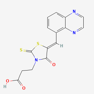 (Z)-3-(4-oxo-5-(quinoxalin-5-ylmethylene)-2-thioxothiazolidin-3-yl)propanoic acid