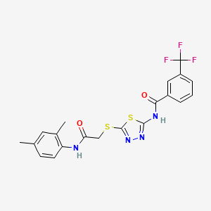 molecular formula C20H17F3N4O2S2 B2958943 N-[5-({[(2,4-dimethylphenyl)carbamoyl]methyl}sulfanyl)-1,3,4-thiadiazol-2-yl]-3-(trifluoromethyl)benzamide CAS No. 392295-81-7