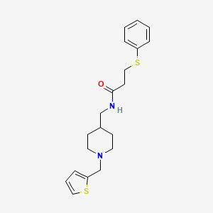 3-(phenylthio)-N-((1-(thiophen-2-ylmethyl)piperidin-4-yl)methyl)propanamide
