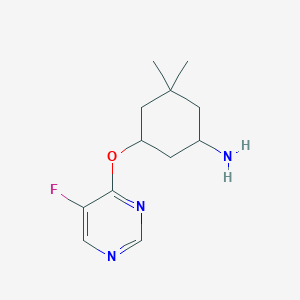 molecular formula C12H18FN3O B2958965 5-[(5-Fluoropyrimidin-4-yl)oxy]-3,3-dimethylcyclohexan-1-amine CAS No. 2380172-23-4