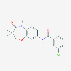 molecular formula C19H19ClN2O3 B2958989 3-chloro-N-(3,3,5-trimethyl-4-oxo-2,3,4,5-tetrahydrobenzo[b][1,4]oxazepin-8-yl)benzamide CAS No. 921518-81-2
