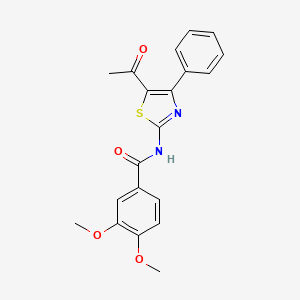 molecular formula C20H18N2O4S B2958991 N-(5-acetyl-4-phenyl-1,3-thiazol-2-yl)-3,4-dimethoxybenzamide CAS No. 391221-42-4