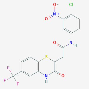 molecular formula C17H11ClF3N3O4S B2958992 N-(4-chloro-3-nitrophenyl)-2-(3-oxo-6-(trifluoromethyl)-3,4-dihydro-2H-benzo[b][1,4]thiazin-2-yl)acetamide CAS No. 1105246-04-5