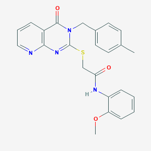 molecular formula C24H22N4O3S B2958993 N-(2-methoxyphenyl)-2-({3-[(4-methylphenyl)methyl]-4-oxo-3H,4H-pyrido[2,3-d]pyrimidin-2-yl}sulfanyl)acetamide CAS No. 902911-01-7