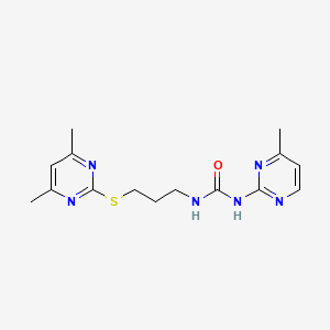 molecular formula C15H20N6OS B2958995 1-(3-((4,6-Dimethylpyrimidin-2-yl)thio)propyl)-3-(4-methylpyrimidin-2-yl)urea CAS No. 900009-18-9