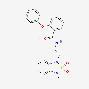 molecular formula C22H21N3O4S B2958996 N-(2-(3-methyl-2,2-dioxidobenzo[c][1,2,5]thiadiazol-1(3H)-yl)ethyl)-2-phenoxybenzamide CAS No. 2034590-38-8