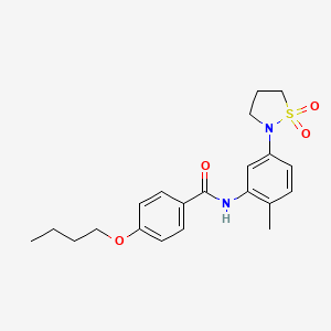 molecular formula C21H26N2O4S B2959006 4-butoxy-N-(5-(1,1-dioxidoisothiazolidin-2-yl)-2-methylphenyl)benzamide CAS No. 946261-33-2