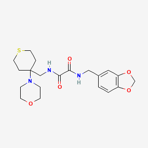 molecular formula C20H27N3O5S B2959007 N-[(2H-1,3-benzodioxol-5-yl)methyl]-N'-{[4-(morpholin-4-yl)thian-4-yl]methyl}ethanediamide CAS No. 2380191-42-2