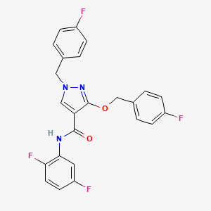 molecular formula C24H17F4N3O2 B2959014 N-(2,5-difluorophenyl)-1-(4-fluorobenzyl)-3-((4-fluorobenzyl)oxy)-1H-pyrazole-4-carboxamide CAS No. 1013757-24-8