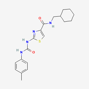 molecular formula C19H24N4O2S B2959016 N-(cyclohexylmethyl)-2-(3-(p-tolyl)ureido)thiazole-4-carboxamide CAS No. 955660-22-7