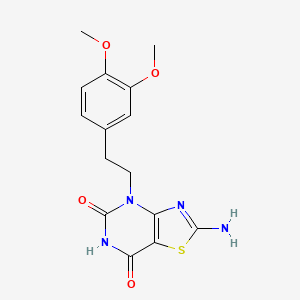molecular formula C15H16N4O4S B2959017 2-amino-4-(3,4-dimethoxyphenethyl)thiazolo[4,5-d]pyrimidine-5,7(4H,6H)-dione CAS No. 898132-46-2