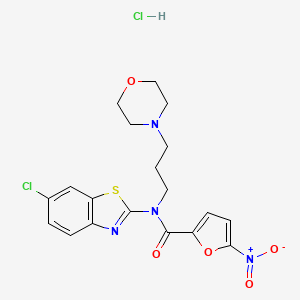 molecular formula C19H20Cl2N4O5S B2959051 N-(6-chlorobenzo[d]thiazol-2-yl)-N-(3-morpholinopropyl)-5-nitrofuran-2-carboxamide hydrochloride CAS No. 1216909-92-0