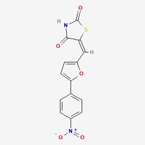 molecular formula C14H8N2O5S B2959058 (5E)-5-{[5-(4-nitrophenyl)furan-2-yl]methylidene}-1,3-thiazolidine-2,4-dione CAS No. 1103723-39-2