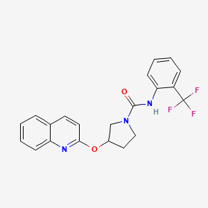 molecular formula C21H18F3N3O2 B2959065 3-(喹啉-2-基氧基)-N-(2-(三氟甲基)苯基)吡咯烷-1-甲酰胺 CAS No. 2034300-61-1
