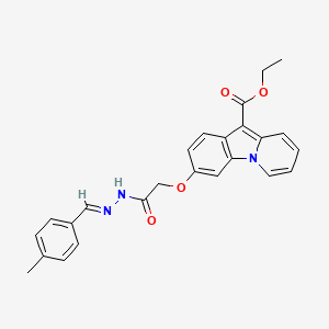 molecular formula C25H23N3O4 B2959069 ethyl 3-(2-{2-[(E)-(4-methylphenyl)methylidene]hydrazino}-2-oxoethoxy)pyrido[1,2-a]indole-10-carboxylate CAS No. 339020-46-1