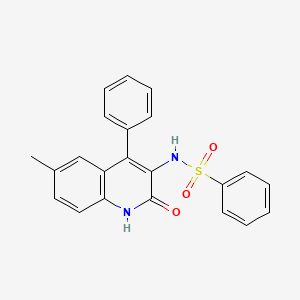molecular formula C22H18N2O3S B2959070 N-(6-methyl-2-oxo-4-phenyl-1,2-dihydroquinolin-3-yl)benzenesulfonamide CAS No. 380592-25-6