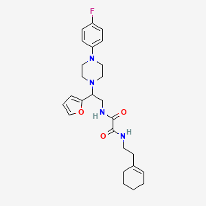 molecular formula C26H33FN4O3 B2959078 N'-[2-(环己-1-烯-1-基)乙基]-N-{2-[4-(4-氟苯基)哌嗪-1-基]-2-(呋喃-2-基)乙基}乙二酰胺 CAS No. 877632-35-4