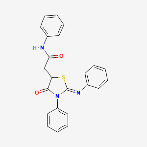 molecular formula C23H19N3O2S B2959079 2-[(2Z)-4-氧代-3-苯基-2-(苯亚氨基)-1,3-噻唑烷-5-基]-N-苯基乙酰胺 CAS No. 308294-70-4