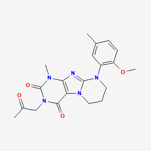 molecular formula C20H23N5O4 B2959083 9-(2-methoxy-5-methylphenyl)-1-methyl-3-(2-oxopropyl)-7,8-dihydro-6H-purino[7,8-a]pyrimidine-2,4-dione CAS No. 887695-75-2