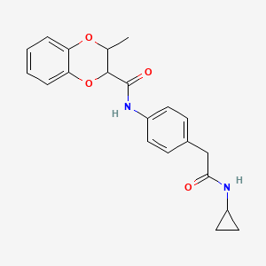 molecular formula C21H22N2O4 B2959118 N-(4-(2-(cyclopropylamino)-2-oxoethyl)phenyl)-3-methyl-2,3-dihydrobenzo[b][1,4]dioxine-2-carboxamide CAS No. 1209416-21-6