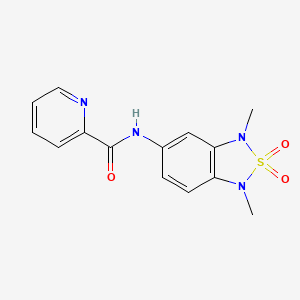 molecular formula C14H14N4O3S B2959120 N-(1,3-dimethyl-2,2-dioxido-1,3-dihydrobenzo[c][1,2,5]thiadiazol-5-yl)picolinamide CAS No. 2034402-95-2