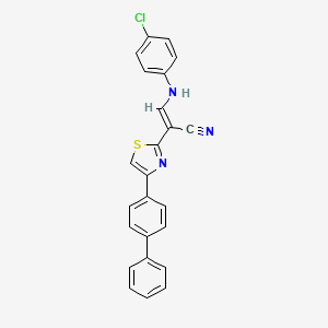 (E)-2-(4-([1,1'-biphenyl]-4-yl)thiazol-2-yl)-3-((4-chlorophenyl)amino)acrylonitrile