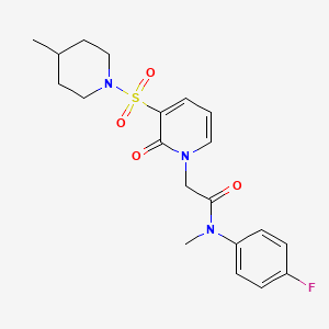 molecular formula C20H24FN3O4S B2959224 N-(4-fluorophenyl)-N-methyl-2-{3-[(4-methylpiperidin-1-yl)sulfonyl]-2-oxo-1,2-dihydropyridin-1-yl}acetamide CAS No. 1251628-86-0