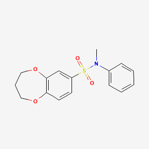 molecular formula C16H17NO4S B2959228 N-methyl-N-phenyl-3,4-dihydro-2H-1,5-benzodioxepine-7-sulfonamide CAS No. 942006-92-0