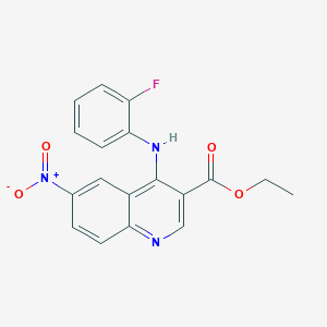 Ethyl 4-(2-fluoroanilino)-6-nitro-3-quinolinecarboxylate