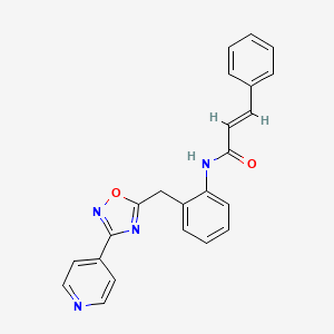 molecular formula C23H18N4O2 B2959245 N-(2-((3-(pyridin-4-yl)-1,2,4-oxadiazol-5-yl)methyl)phenyl)cinnamamide CAS No. 1798409-38-7