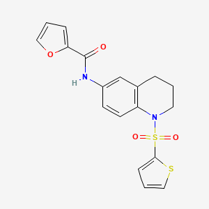 molecular formula C18H16N2O4S2 B2959261 N-[1-(thiophene-2-sulfonyl)-1,2,3,4-tetrahydroquinolin-6-yl]furan-2-carboxamide CAS No. 942006-93-1