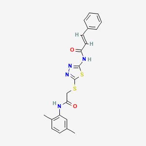 molecular formula C21H20N4O2S2 B2959269 N-(5-((2-((2,5-dimethylphenyl)amino)-2-oxoethyl)thio)-1,3,4-thiadiazol-2-yl)cinnamamide CAS No. 392294-92-7