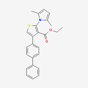 molecular formula C25H23NO2S B2959280 ethyl 4-{[1,1'-biphenyl]-4-yl}-2-(2,5-dimethyl-1H-pyrrol-1-yl)thiophene-3-carboxylate CAS No. 307512-91-0