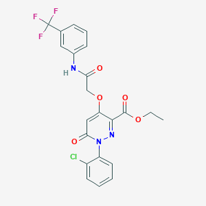 molecular formula C22H17ClF3N3O5 B2959299 ethyl 1-(2-chlorophenyl)-6-oxo-4-({[3-(trifluoromethyl)phenyl]carbamoyl}methoxy)-1,6-dihydropyridazine-3-carboxylate CAS No. 899992-52-0