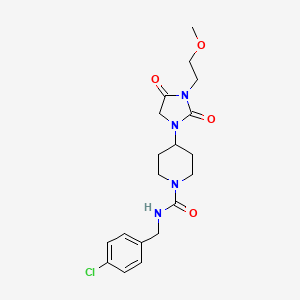 molecular formula C19H25ClN4O4 B2959307 N-[(4-chlorophenyl)methyl]-4-[3-(2-methoxyethyl)-2,4-dioxoimidazolidin-1-yl]piperidine-1-carboxamide CAS No. 2034292-46-9