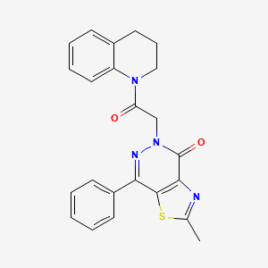 molecular formula C23H20N4O2S B2959319 5-(2-(3,4-dihydroquinolin-1(2H)-yl)-2-oxoethyl)-2-methyl-7-phenylthiazolo[4,5-d]pyridazin-4(5H)-one CAS No. 954062-70-5