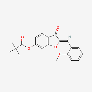 molecular formula C21H20O5 B2959406 (Z)-2-(2-methoxybenzylidene)-3-oxo-2,3-dihydrobenzofuran-6-yl pivalate CAS No. 622824-03-7