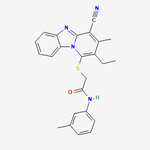 molecular formula C24H22N4OS B2959463 2-[(4-cyano-2-ethyl-3-methylpyrido[1,2-a]benzimidazol-1-yl)sulfanyl]-N-(3-methylphenyl)acetamide CAS No. 879919-73-0
