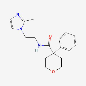 molecular formula C18H23N3O2 B2959482 N-[2-(2-methyl-1H-imidazol-1-yl)ethyl]-4-phenyloxane-4-carboxamide CAS No. 1286705-25-6