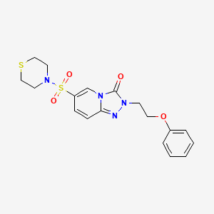 molecular formula C18H20N4O4S2 B2959485 2-(2-phenoxyethyl)-6-(thiomorpholin-4-ylsulfonyl)[1,2,4]triazolo[4,3-a]pyridin-3(2H)-one CAS No. 1251576-88-1