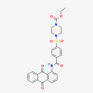 molecular formula C28H25N3O7S B2959487 Ethyl 4-((4-((9,10-dioxo-9,10-dihydroanthracen-1-yl)carbamoyl)phenyl)sulfonyl)piperazine-1-carboxylate CAS No. 361174-60-9
