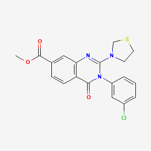 molecular formula C19H16ClN3O3S B2959490 Methyl 3-(3-chlorophenyl)-4-oxo-2-(thiazolidin-3-yl)-3,4-dihydroquinazoline-7-carboxylate CAS No. 1251548-92-1